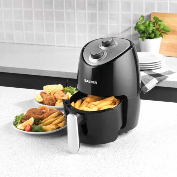 Salter Compact Air Fryer EK2817 2L - Hot Air Circulation, Removable Non-Stick Cooking Rack