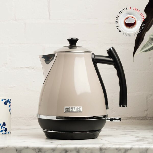 Haden Cotswold Putty Kettle -Premium 1.7L Stainless Steel Electric Kettle with Rapid Boil, Cordless Base, Boil-Dry Protection