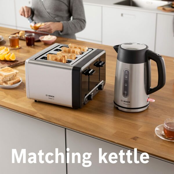 Bosch DesignLine Plus TAT4P440GB 4 Slot Stainless Steel Toaster with variable controls - Stainless Steel