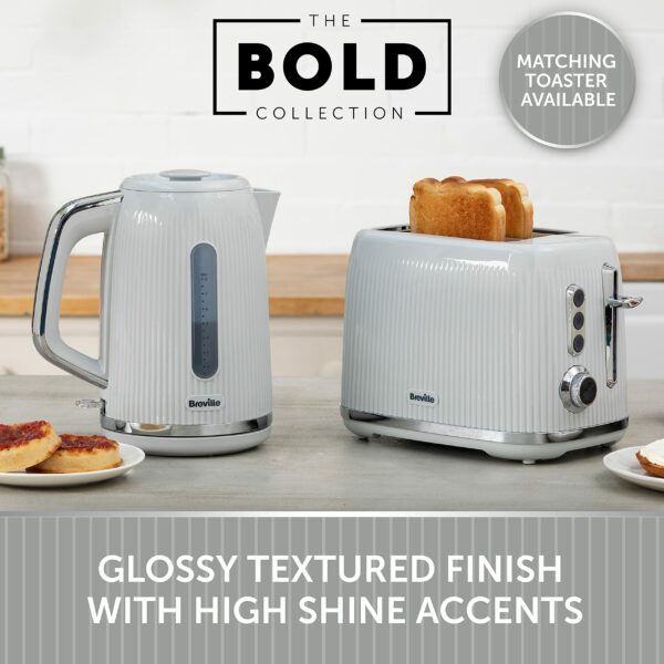 Breville Bold Ice Grey Electric Kettle | 1.7L | 3kW Fast Boil | Grey & Silver Chrome [VKT222]