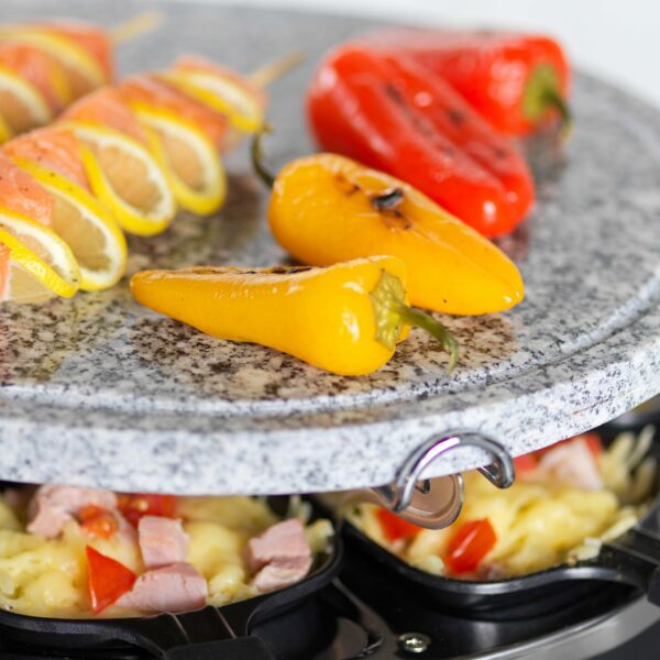Giles Posner EK1872G Electric Stone Raclette Grill - Indoor Tabletop 8 Person Raclette, Removable Stone Grill Hot Plate