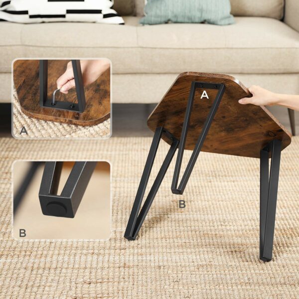 Vasagle Nesting Coffee Table, Set of 3 End Tables for Living Room, Stacking Side Tables, Sturdy and Easy Assembly, Steel Frame