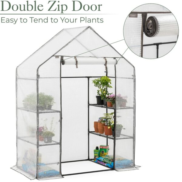 CHRISTOW Walk In Greenhouse With Shelves, Large Reinforced Green House With Tubular Steel Frame, 4 Shelf Heavy Duty Growhouse, 6ft 4in x 4ft 7in x 2ft 4in