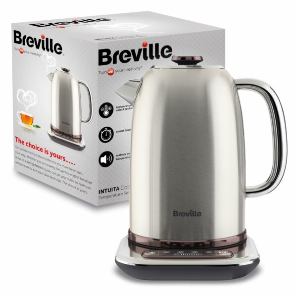 Breville Selecta Temperature Select Electric Kettle | 1.7L | 3kW Fast Boil | Digital Temperature Control | Brushed Stainless Steel [VKT159]