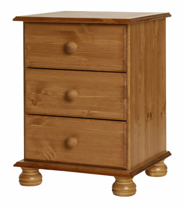 Furniture To Go Copenhagen 3-Drawer Bedside, 58 x 44 x 39 cm, Antique Pine