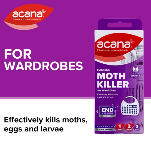 8 units of Acana Hanging Moth Killer & Freshener for wardrobe protect clothes by Acana