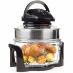 Andrew James Halogen Oven Cooker 12l – 17l 1400W | Glass Air Fryer with Turbo Wash and Included Accessories | Halogen Oven Cooker with Extender Ring & Replacement bulb (BLACK)