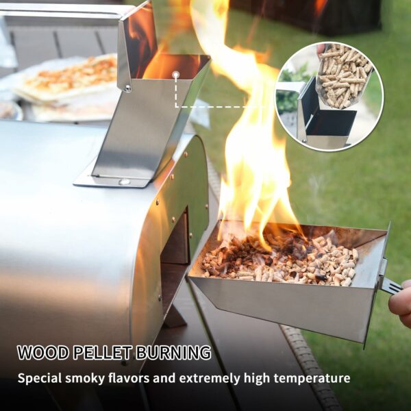 BIG HORN OUTDOORS Pizza Ovens Wood Pellet Pizza Oven Wood Fired Pizza Maker Portable Stainless Steel Pizza Grill