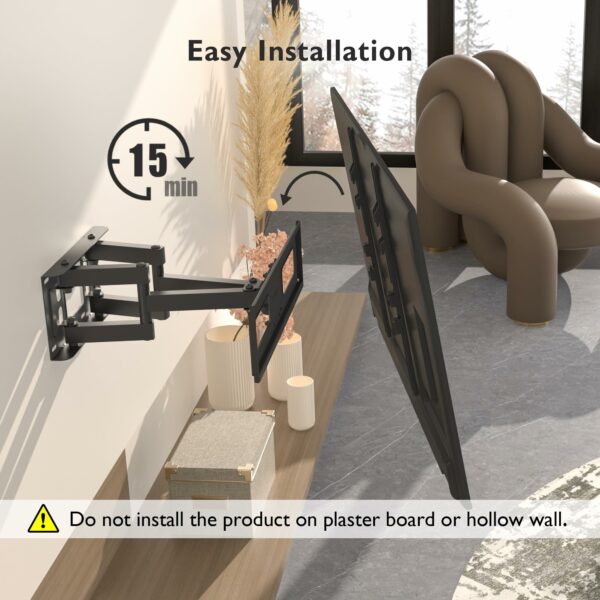 BONTEC TV Wall Mount for 23-70 Inch LED LCD, Swivels Tilts Extends Double Arm Full Motion TV Wall Bracket Holds up to 45kg, Includes HDMI Cable, Spirit Level, Max VESA 400x400mm