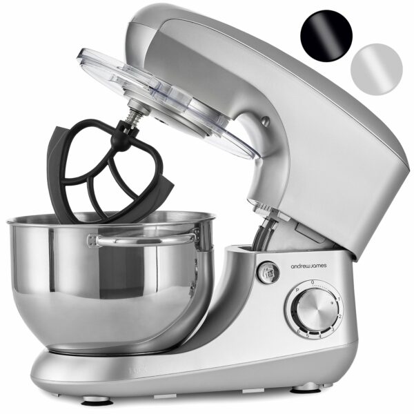 Andrew James Stand Mixer for Baking Food Mixer | 1300W Max | Large 5.5 Litre Bowl 6 Speed Pulse Mode | Kitchen Cake Mixers | Flexi-Beater Dough Hook Balloon Whisk Removable Splash Guard