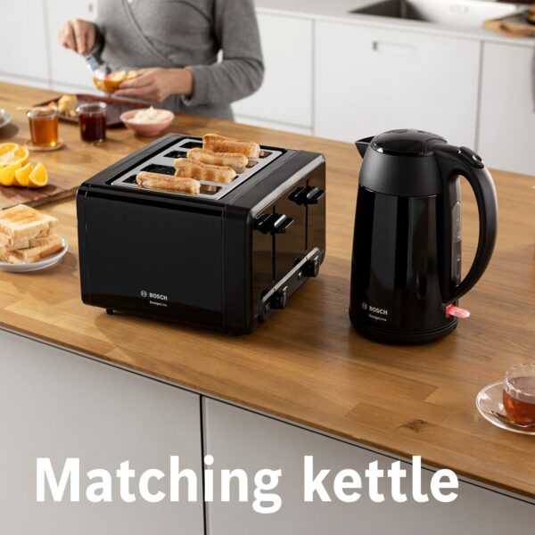 Bosch 4 Slot Stainless Steel Toaster DesignLine Plus TAT4P443GB with variable controls - Black