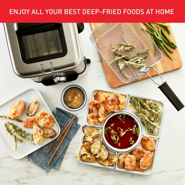 Tefal Deep Fryer Oleo Clean Pro, 3.5 Litre Oil Capacity, Oil Storage Box, Easy Cleaning, Stainless Steel, 1.2 kg, 6 Portions, Chips, Fried Chicken 2300W F58-M2, Grey/Blue