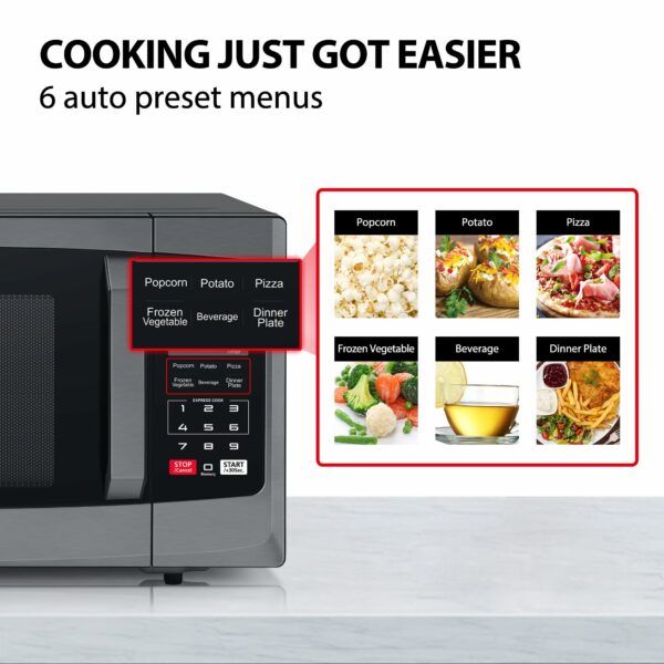 Toshiba 800w 23L Microwave Oven with Digital Display, Auto Defrost, One-touch Express Cook with 6 Pre-Programmed Auto Cook, and Easy Clean - Black - ML-EM23P(BS)