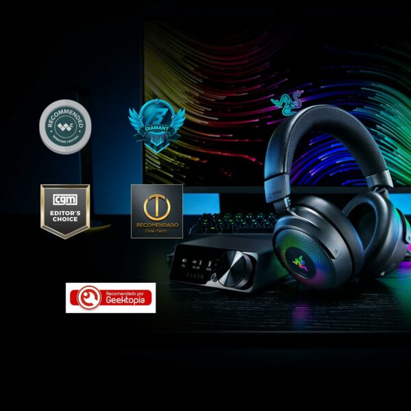 Razer Kraken V4 Pro - Wireless Gaming-Headset with OLED Control Hub - Sensa HD haptics - TriForce 40mm Drivers - HyperSpeed & Bluetooth - THX Spatial Audio | Black