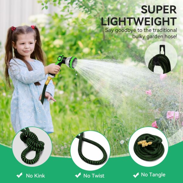 150FT Garden Hose, Expandable Water Hose with 10-Pattern Spray Nozzle, 3-Layer Latex No-Kink Flexible Water Hose Pipe