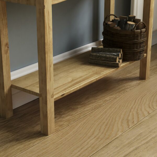 Console Table, 2 Drawer With Shelf, Rectangular, Waxed Solid Pine Wood, Traditional, Rustic, 31 x 83 x 70
