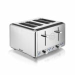 Swan ST14064N 4 Slice Toaster, Polished Stainless Steel, 1850W