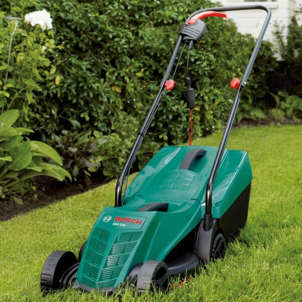 Bosch Electric Lawnmower ARM 3200 (1200 W, Cutting Width: 32 cm, with Additional Blade Included, in Carton Packaging) – Amazon Edition
