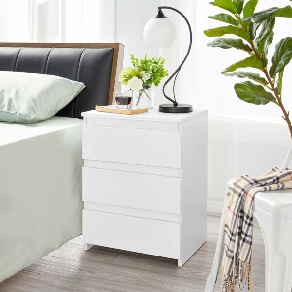 Yaheetech White Bedside/Side/End Tables with 3 Drawers Vertical Storage for Living Room Bedroom Nightstand Table 35 x 45 x 60.5 cm