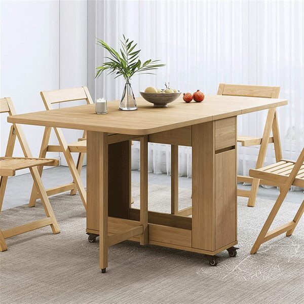 oiakus Extendable Dining Table Set, Wooden Folding Dining Table With 4 Chairs