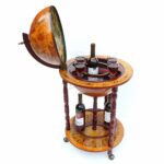 WestWood Vintage Globe Shaped Mini Bar | Drinks Cabinet Whisky Wine Spirits Cabinet | Decanter Storage | Alcohol Host Trolley | Ancient World Map Theme – 360MM