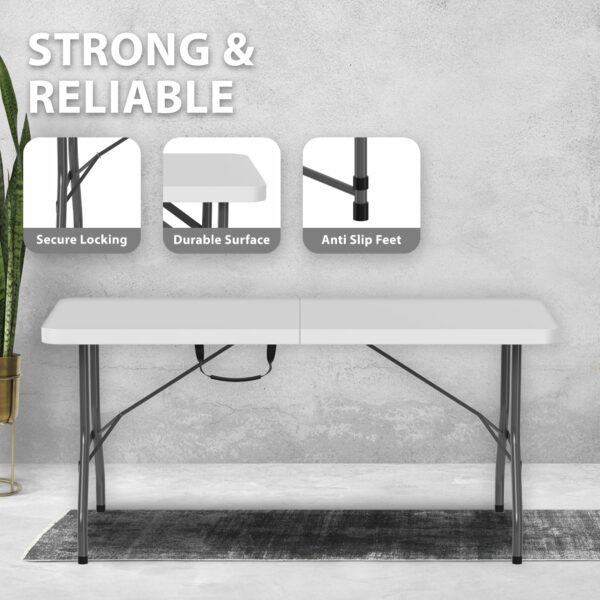 Folding Table 5FT Heavy Duty Foldable Table Portable and Durable Aluminium Frame Perfect for Camping Catering Picnic