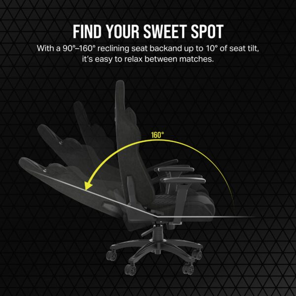 Corsair TC100 RELAXED Gaming Chair - Fabric - Racing-Inspired Design - Lumbar Pillow - Detachable Memory Foam Neck Pillow - Adjustable Seat Height - Adjustable Armrests - Black