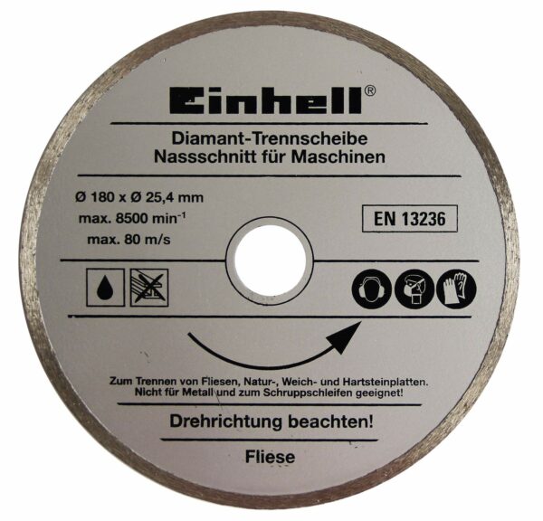 Einhell TC-TC 618 Electric Tile Cutter 600W, Water Cooling System, 45° Tiltable Stainless Steel Work Table For Mitre Cuts, Parallel Stop