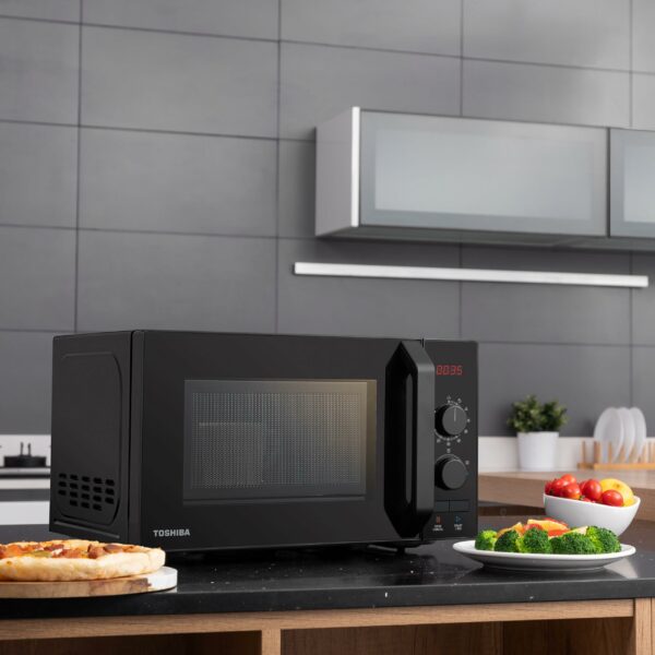 Toshiba Microwave Oven 800w 20L with 8 Auto Menus, 5 Power Levels, Mute Function, and LED Cavity Light - Black - MW2-AM20PF(BK)