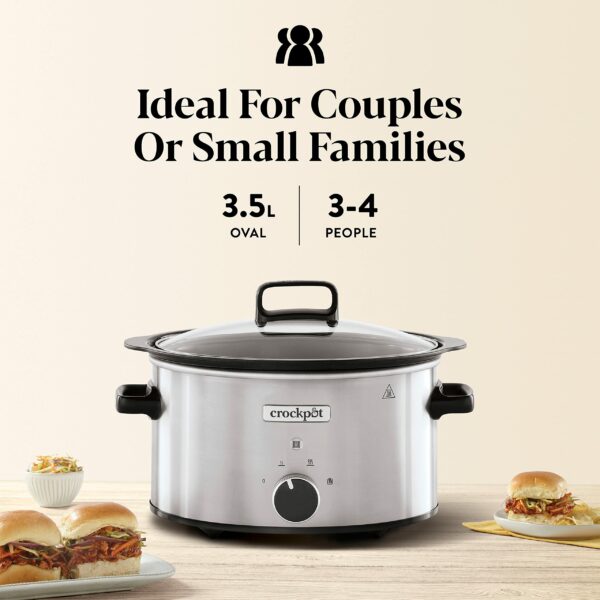 Crockpot Sizzle & Stew Slow Cooker | 3.5 L (3-4 People) | Removable Hob-Safe Bowl Sears Meat & Vegetables | Stainless Steel [CSC085], Manual