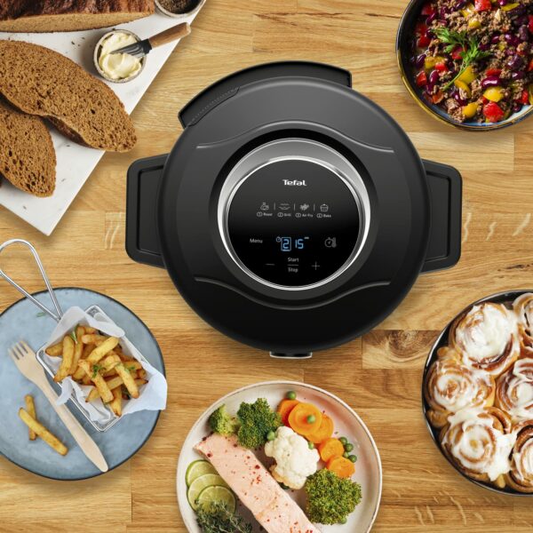 Tefal Turbo Cuisine & Fry, 7.6L Electric Pressure Cooker with Air Fryer lid, programmes inc Fry, Roast, Grill, Slow cooker, Rice cooker, 7.6L, 1200W, Plastic, Black, CY778840