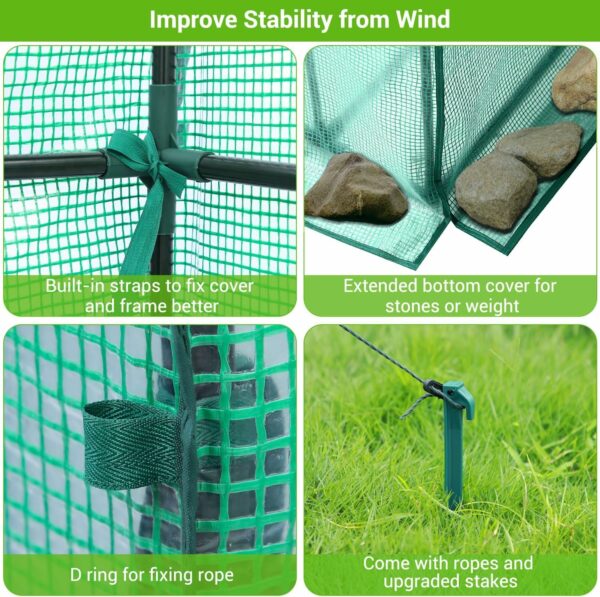 Ohuhu Greenhouse for Outdoors with Shelves, Walk in Green House Plant Growhouse with Heavy Duty Cover, 3 Tiers 12 Shelves Plastic Greenhouse with Ground Pegs & Ropes for Stability 143x143x195 cm