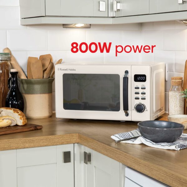 Russell Hobbs RHM2026C STYLEVIA 20 Litre 800 W Cream Digital Microwave, 5 Power Levels, Mirror Finish, 8 Auto Cook Settings