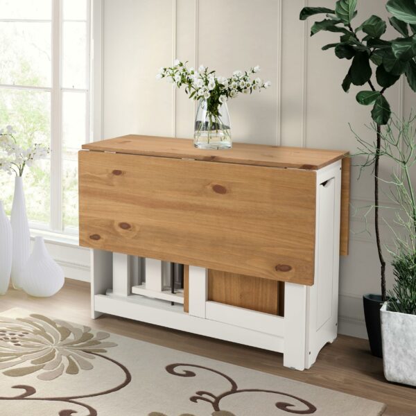 Seconique Santos Butterfly Dining Set in White/Distressed Waxed Pine