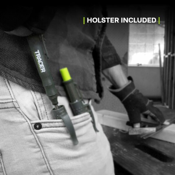 Tracer Deep Hole Construction Pencil Site Holster (120mm, Extendable 2B Construction Pencil with Inbuilt Sharpener)