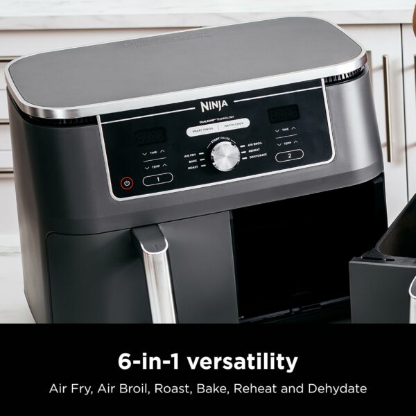 Ninja DZ401 Foodi 10 Quart 6-in-1 DualZone XL 2-Basket Air Fryer with 2 Independent Frying Baskets