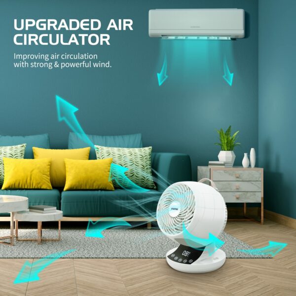 Air Circulator Desk Fan, Fans Cooling Quiet Bedroom, Super Quiet Turbo Table Oscillating Fan with Remote Control, Touch Panel, 12 Speeds