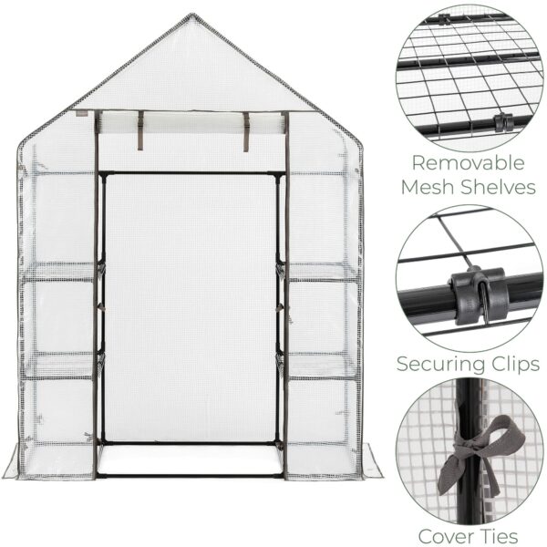 CHRISTOW Walk In Greenhouse With Shelves, Large Reinforced Green House With Tubular Steel Frame, 4 Shelf Heavy Duty Growhouse, 6ft 4in x 4ft 7in x 2ft 4in