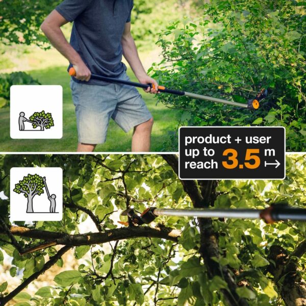 Fiskars PowerGear X Tree Pruner UPX82, Non-stick Coated, Steel Blade/Aluminium Handle, Length 1.6 m, Black/Orange, 1023625