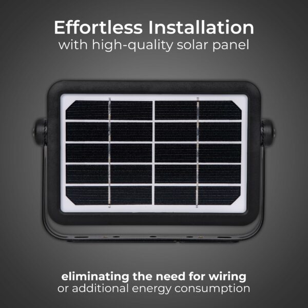 Luceco Solar Powered LED Outdoor Floodlight with PIR Motion Sensor, Security Light, Exterior Lighting, Angular Design, Adjustable, Guardian, Black, IP65, 5W, 550lm, 4000K, LEXSF6B40