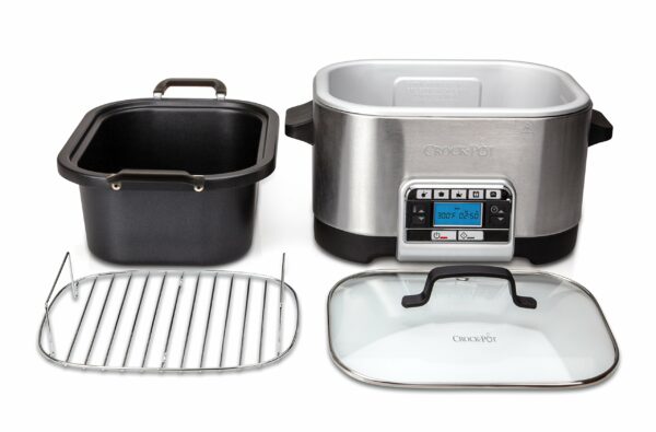 Crockpot Multi-Cooker| Programmable Slow Cooker, Saute, Roaster & Food Steamer | 5.6L (6-7 People) | Removable Bowl | Energy Efficient | Stainless Steel [CSC024]
