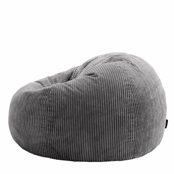 Kingston Cord Bean Bag, Charcoal Grey, Large Adult Bean Bag Chair with Filling Included, Comfy Chair, Living Room Furniture, Bedroom Furniture