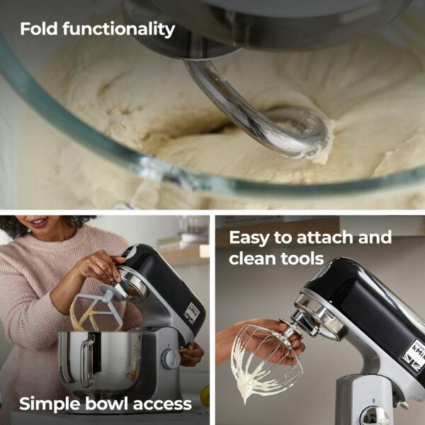 Kenwood KMX754ABK Stand Mixer for Baking, Stylish Kitchen Mixer with K-beater, Dough Hook and Whisk, 5L Glass Bowl, Removable Splash Guard, 1000 W, Black
