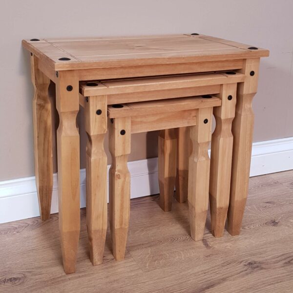 Mercers Furniture Corona Piccolo Nest of 3 Tables - Antique Wax Pine (brown)