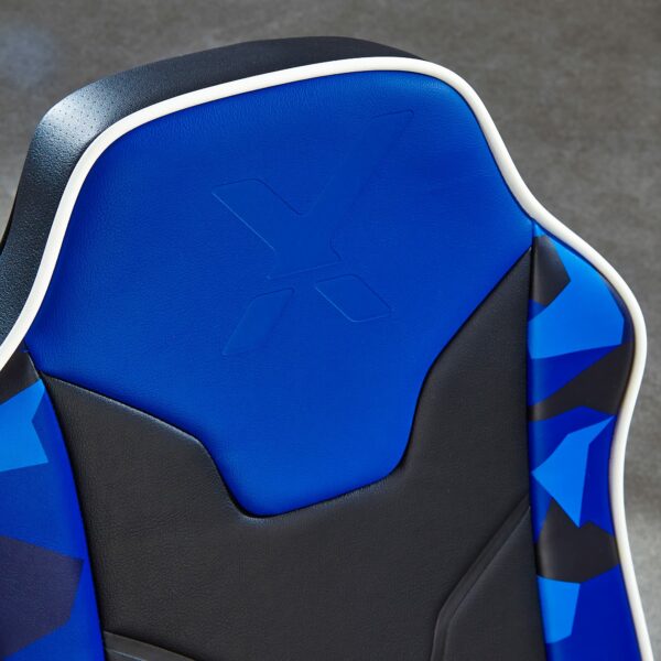 Hermes 2.0 Floor Rocker Gaming Chair for Kids and Juniors, Low Folding Rocking Seat with Stereo Speakers, Faux Leather - Blue