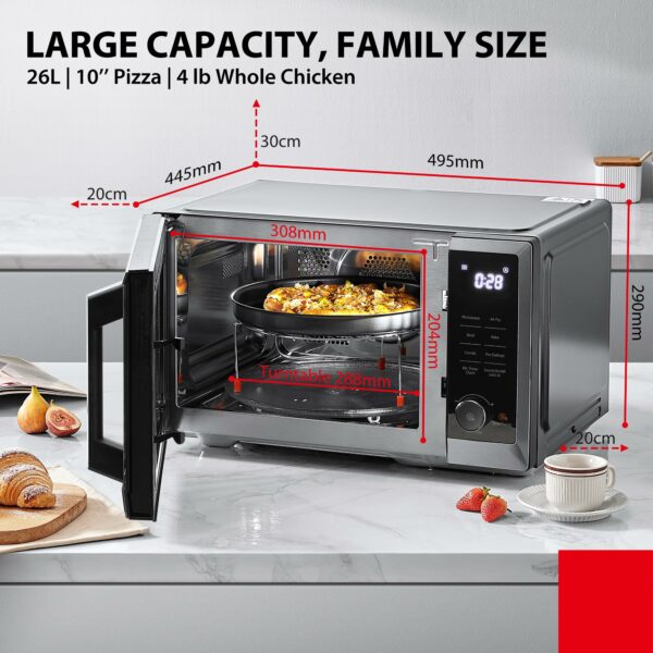 TOSHIBA Air Fry Auto Menu Combo 5-IN-1 26L Countertop Microwave Oven, Broil, Bake, Combi, 10 Power Levels, 10 Auto Cooking Presets, Easy Defrost, Black, 900W, ML2-EC26SF(BS)