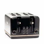 Haden Salcombe Black 4 Slice Toaster - Dual Browning Control, Retro Design, Wide Slot Toaster - Stainless Steel Housing