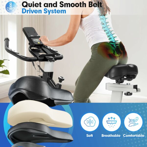 LABGREY Exercise Bike Indoor Cycling Bike Stationary Cycle Bike with Heart Rate Sensor & Comfortable Seat Cushion, Quiet Fitness Bike for Home Cardio Workout (Silver - Stationary Bike)