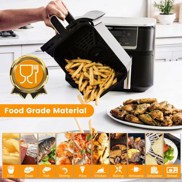 GWYXC Air Fryer Grill Pan for Ninja Foodi AF400UK 9.5L 6 in 1 AF500UK 10.4L 7 in 1 DualZone 2 Drawers Air Fryer, Replacement Air Fryer Crisper Plate Grill Plate Tray Accessories, Dishwasher Safe