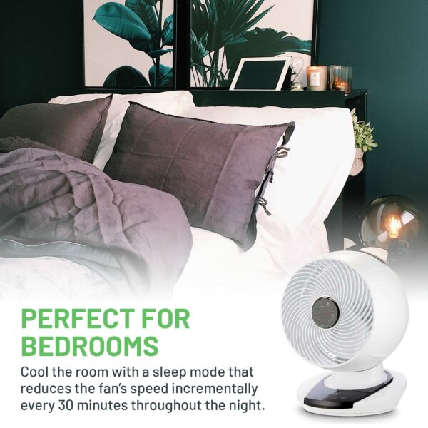 Fan Air Circulator - Powerful, Energy Efficient, Low Energy, Quiet cooling desk fan for bedroom, home and office, Oscillating, Remote Controlled